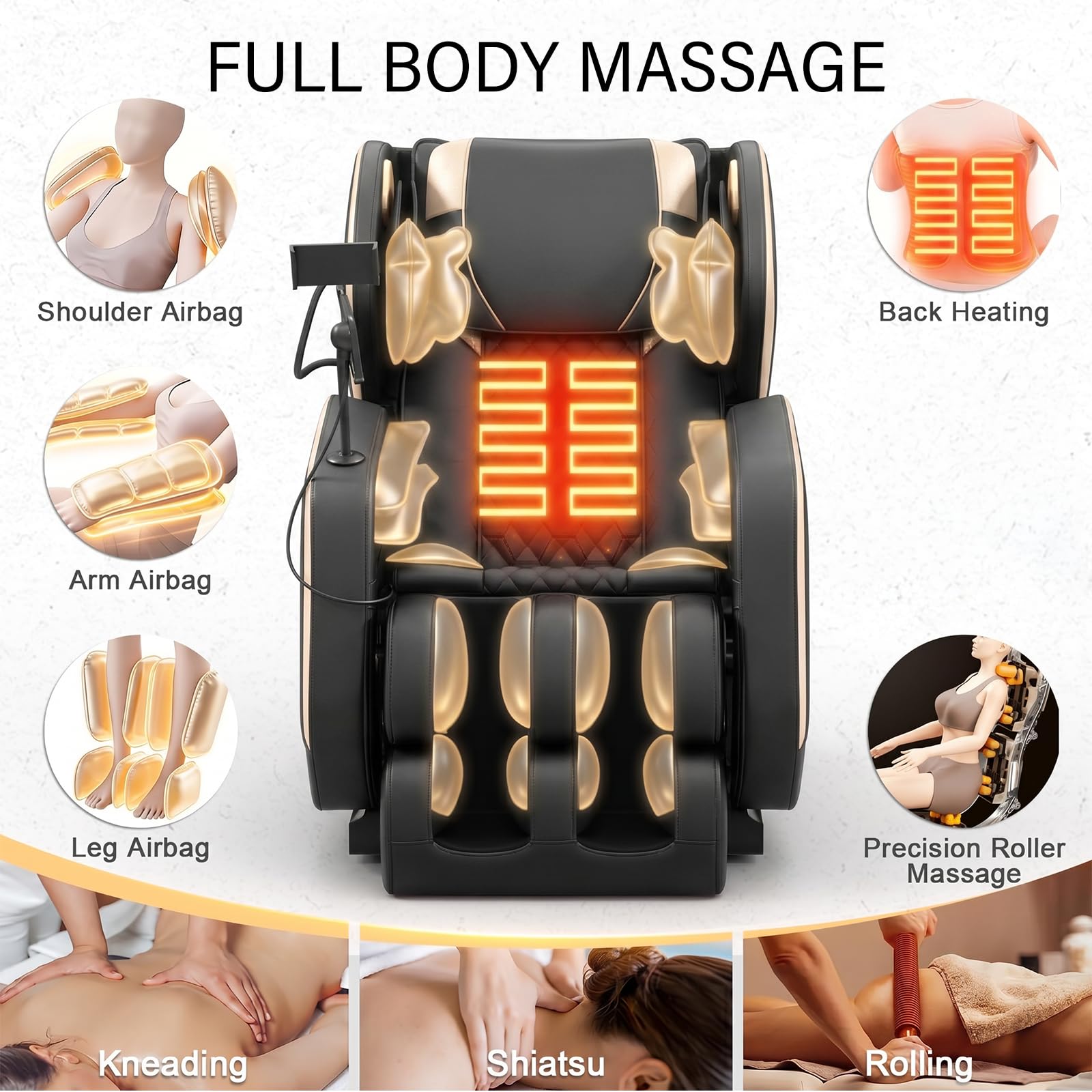 2026 Massage Chair Full Body, Zero Gravity Massage Recliner Chair with Auto Modes, 8 Fix Point Rollers, Airbag, Foot Massage, Touch Screen Controller, Deep Yoga Stretch, Heating Function
