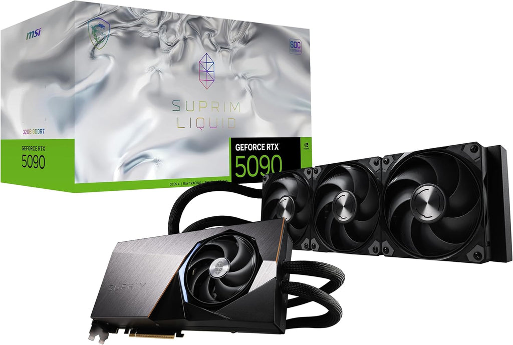 msi Gaming RTX 5090 32G SUPRIM Liquid SOC Graphics Card (32GB GDDR7, 512-bit, Extreme Performance: 2580 MHz, DisplayPort x3 2.1a, HDMI 2.1b, NVIDIA Blackwell Architecture)