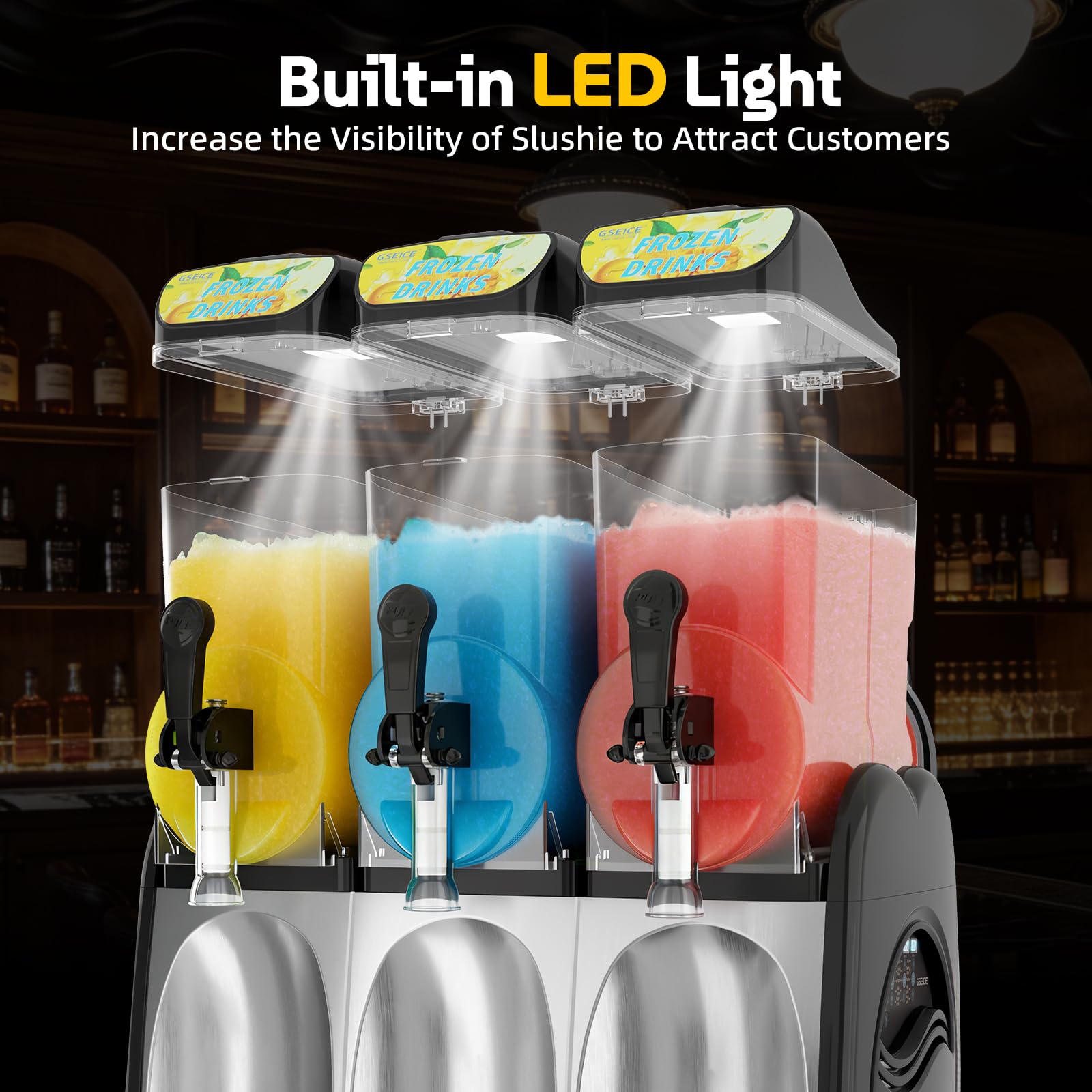 30L Commercial Slushie Machine, 2 Tank Margarita Machine, 80 Grande Cups Slushy Machine with Auto Clean, 8 Gal LED Frozen Drink Machine for Business, Mobile Bar, Party, Restaurant, 800W Fast Cooling