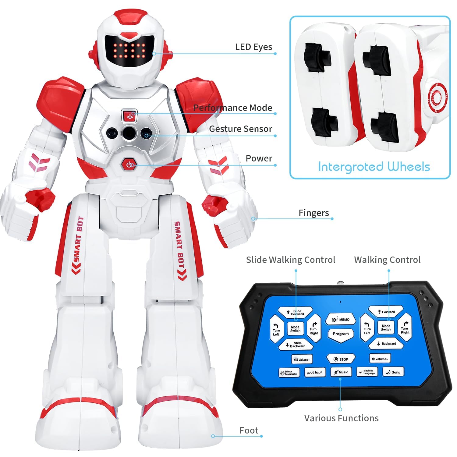 KingsDragon Robots Toy for Kids, RC Gesture Sensing Toy, Interactive Walking Singing Dancing Robot Birthday Presents for Boys Girls Age 6 7 8 9 Years Old