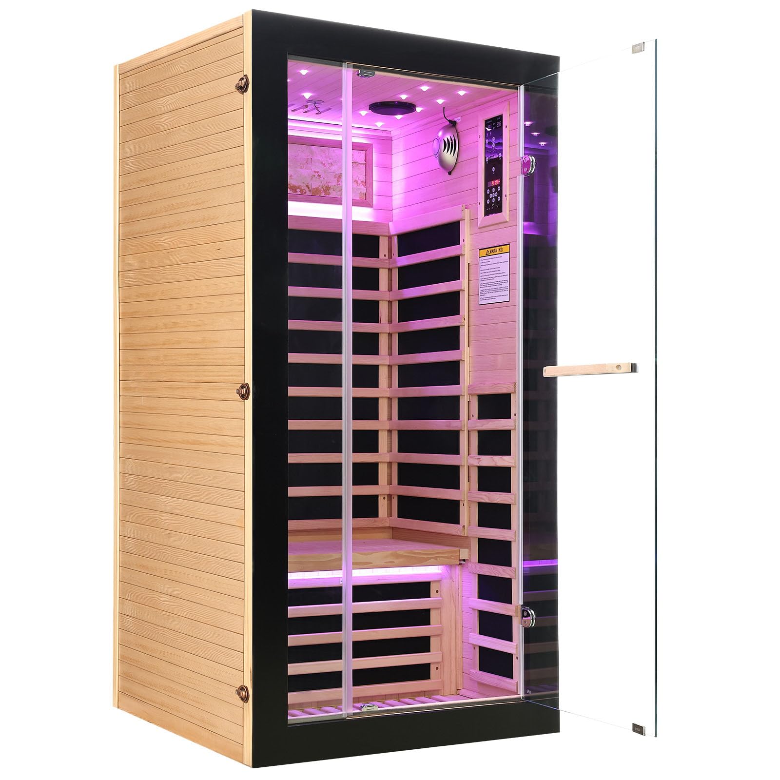 2 Person Infrared Sauna Far Infrared Sauna Room for Home Indoor 2000W Low-EMF Wood Dry Sauna with Full Starry Sky Lights Ceiling in 7 Color Speaker Fast Heating Easy Assembly- 47.3*41.3*74.8 IN