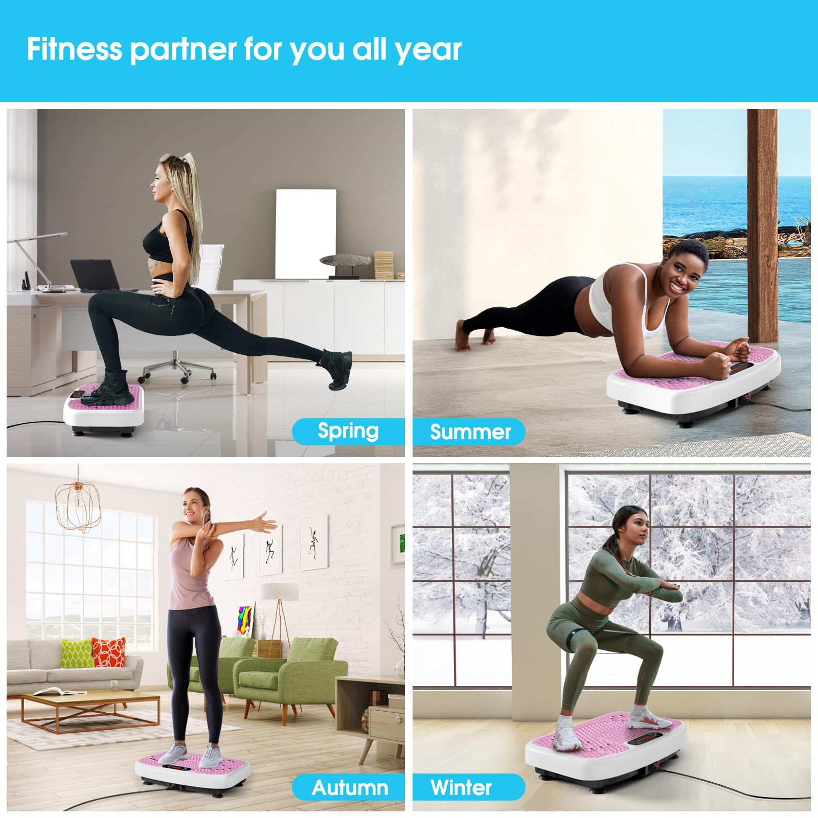 SoftGym Waver Vibration Plate Exercise Machine for Lymphatic Drainage Weight Loss,120 Speed Levels Vibrating Platform with Resistance Bands,Full-Body Workout Equipment for Muscle Toning