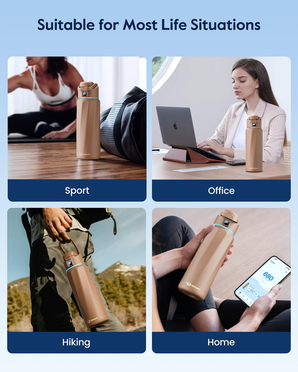 BOOST Smart Water Bottle that Reminds You to Drink, 24oz BPA-Free Stainless Steel Vacuum Insulated, Wide Mouth Water Tracker Bottle with APP for School, Gym, Office, Ideal for Father's Day