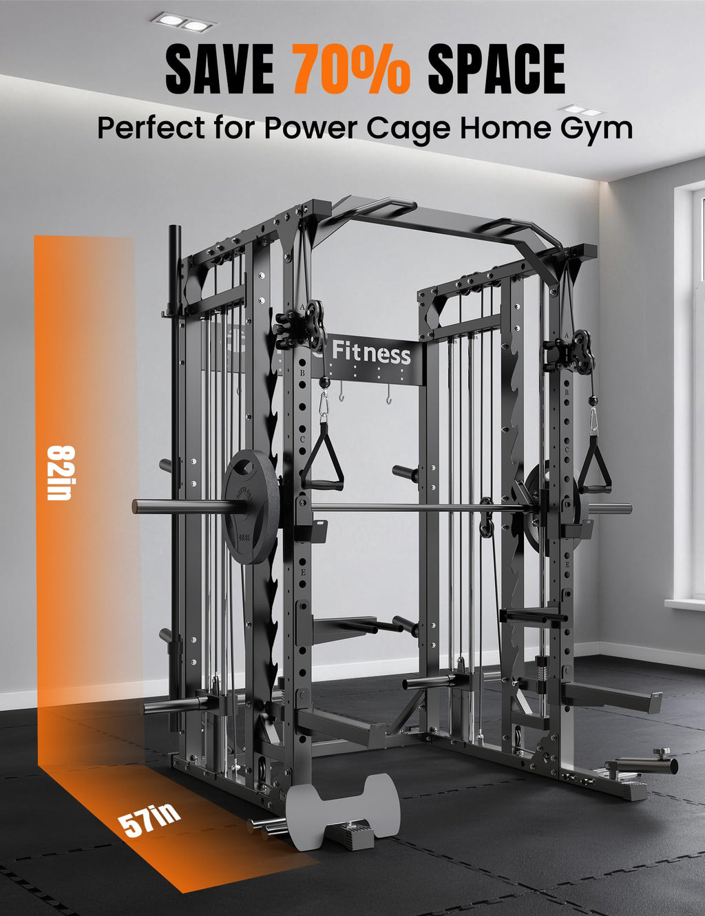 Unive Fitness Smith Machine, Commercial-Grade All-in-One Home Gym Power Cage with Squat Rack, Dual Cable Crossover & Pulley System, Complete Attachments for Full Body Workouts
