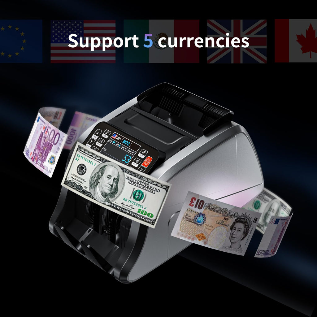 Aneken N60 Money Counter Machine Mixed Denominations, Cash Counter with 3.5” HD Dual TFT Display, UV/MG/IR/DD Counterfeit Detection, Printer-Ready Bill Counting Machine for Business, Upgraded Version