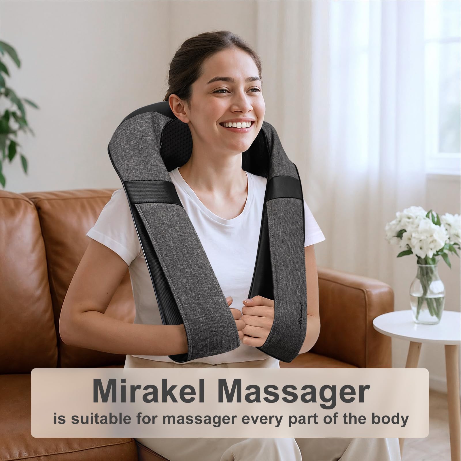 Mirakel Fathers Day Dad Gifts for Husband Men, Neck Massager for Pain Relief Deep Tissue, Electric Shiatsu Shoulder & Back Massager with Heat, Mothers Day Gifts for Mom Wife Women Her (NOT Cordless)