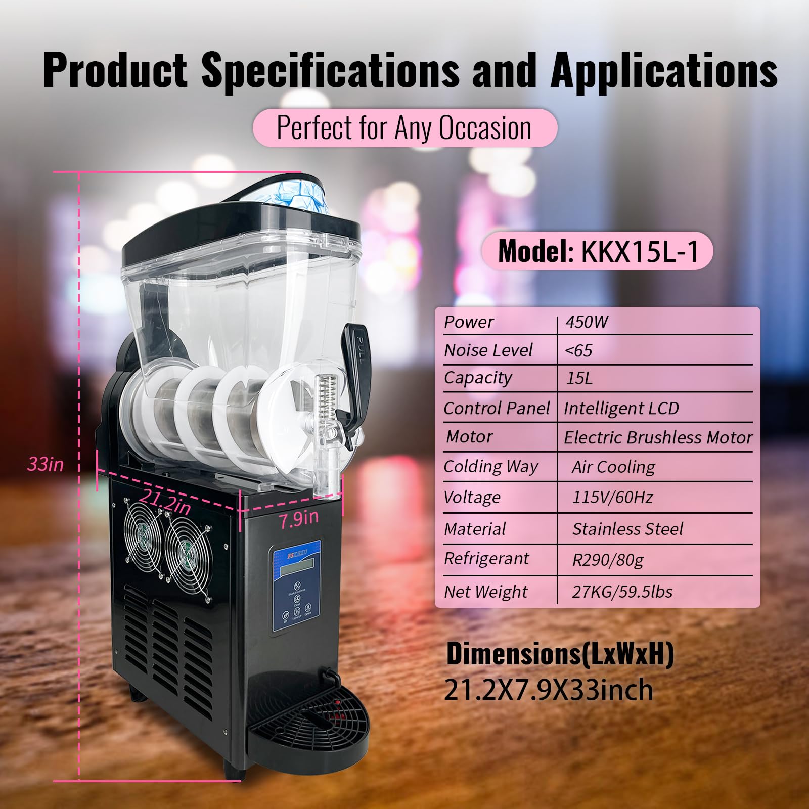 12 Gal Slushie Machine Commercial, 2 Modes 1200W 45L, Margarita Machine Slushie Maker, Stainless Steel for Home Restaurant Bar 115V 60Hz