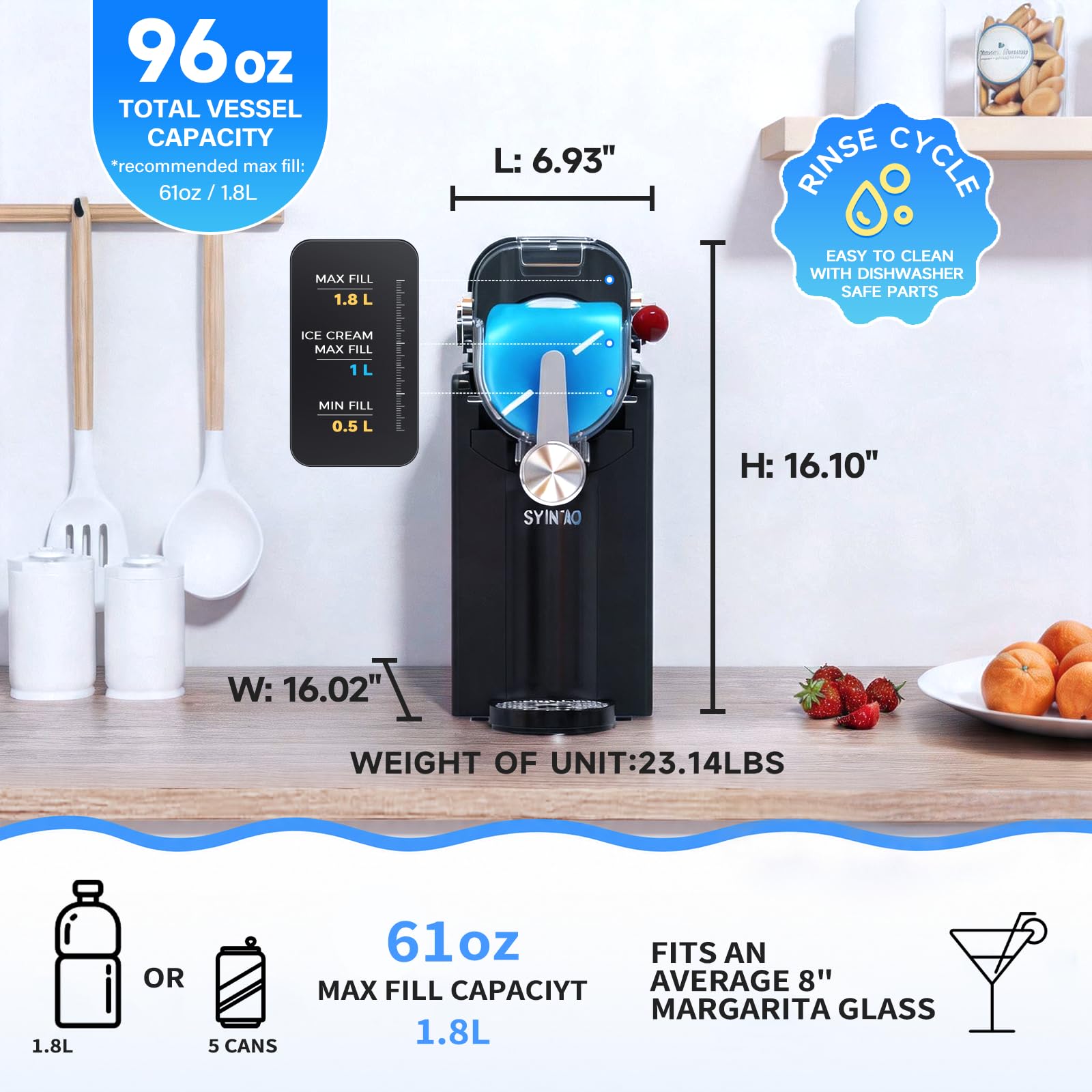 SYINTAO 2-in-1 Slushie & Soft Serve Ice Cream Maker, No-Ice-Needed Frozen Drink Machine with LED Display, 6 Preset Modes, Auto-Clean & Delay Timer – Gift for Family