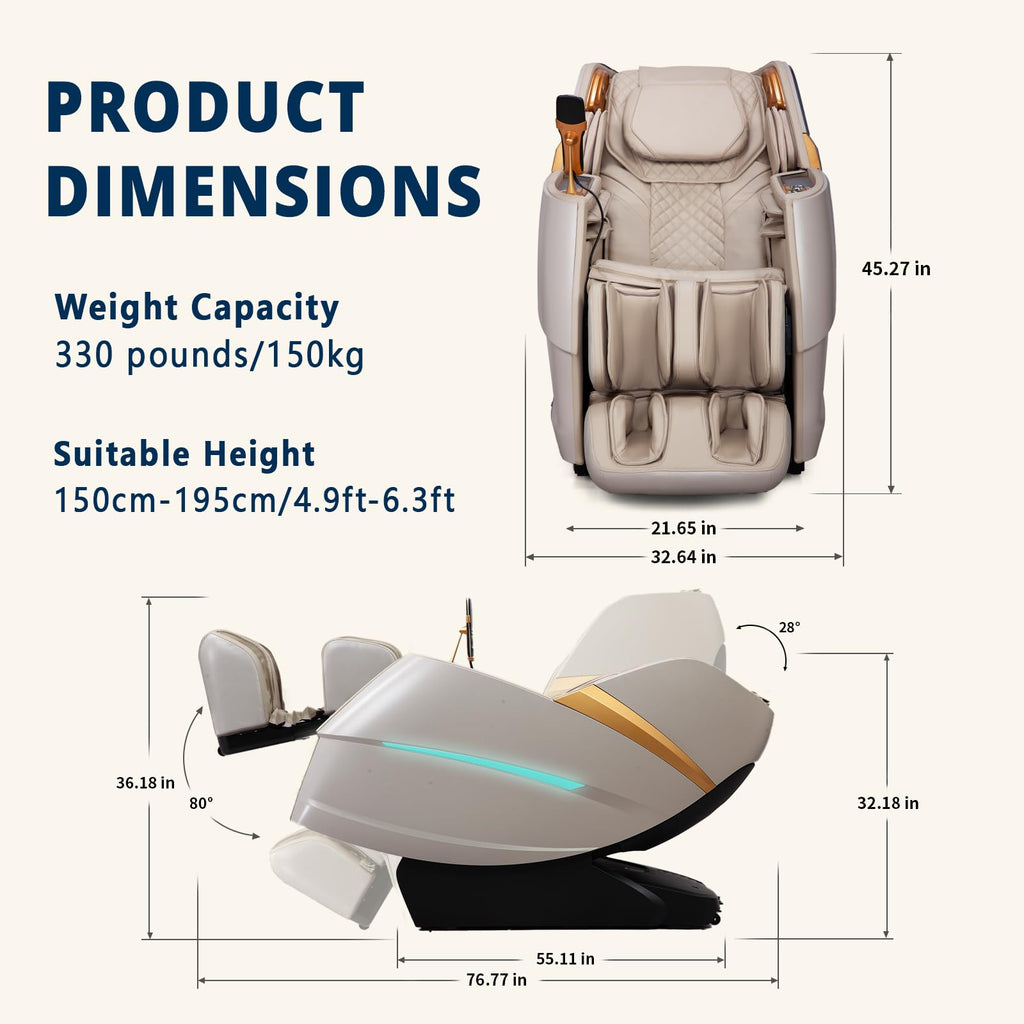 HealthRelife 4D Massage Chair Full Body Zero Gravity Recliner - 55“ SL-Track,20 Auto Modes,11 Massage Technique,40 Airbags Massage,with Yoga Stretch,APP Control,Negative Oxygen lons（Grey）