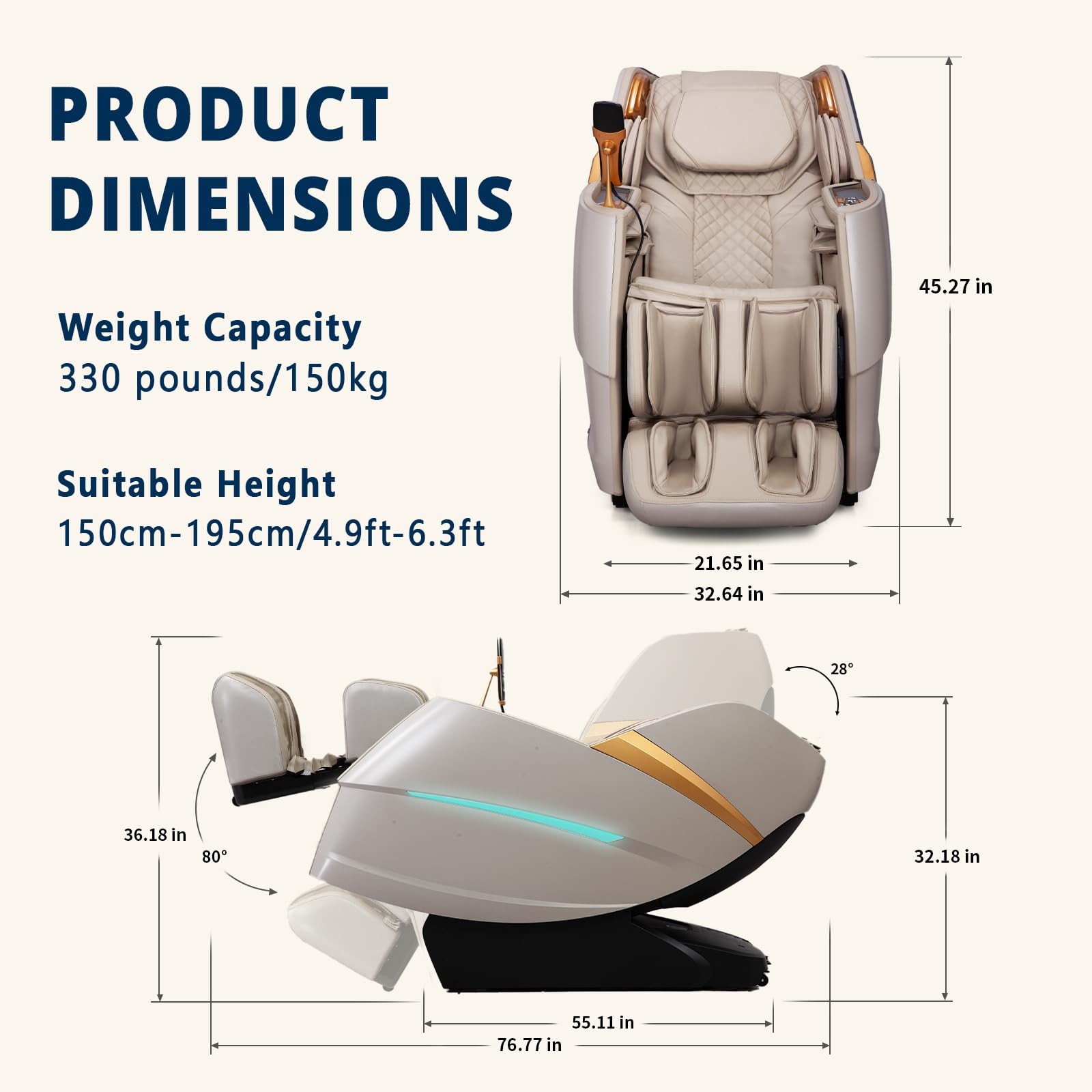 HealthRelife 4D Massage Chair Full Body Zero Gravity Recliner - 55“ SL-Track,20 Auto Modes,11 Massage Technique,40 Airbags Massage,with Yoga Stretch,APP Control,Negative Oxygen lons（Grey）