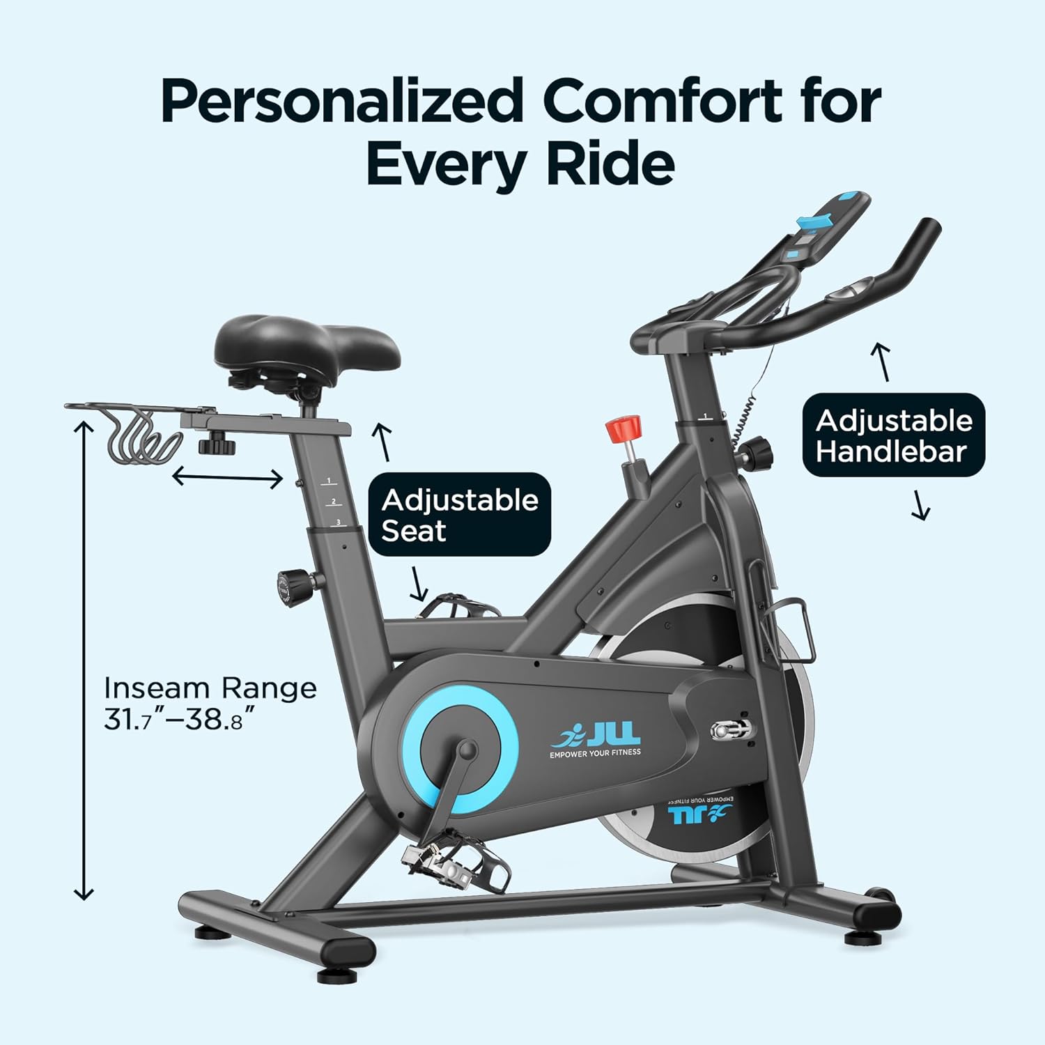 JLL Magnetic Exercise Bike - Indoor Stationary Cycling Bike with SunnyFit App, Comfortable Seat, Indoor Cycling Bike for Home Gym