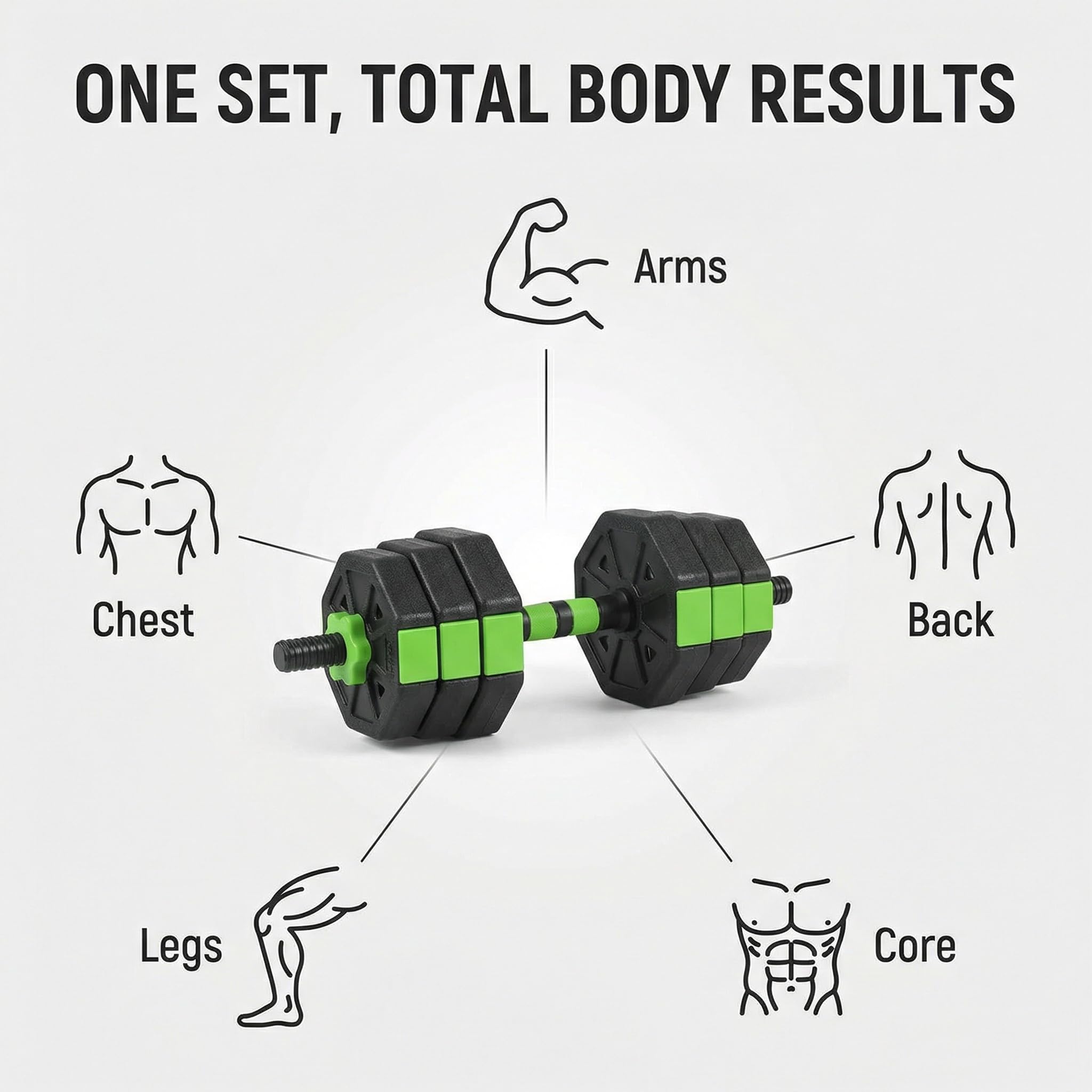 Adjustable Weight Set 66/88 Lbs, 4-in-1 Dumbbell Set and Barbell Weight Set for Home Gym, Converts to Kettlebell & Push-Up Stand, Free Weights Dumbbells Set for Men & Women Full Body Workout