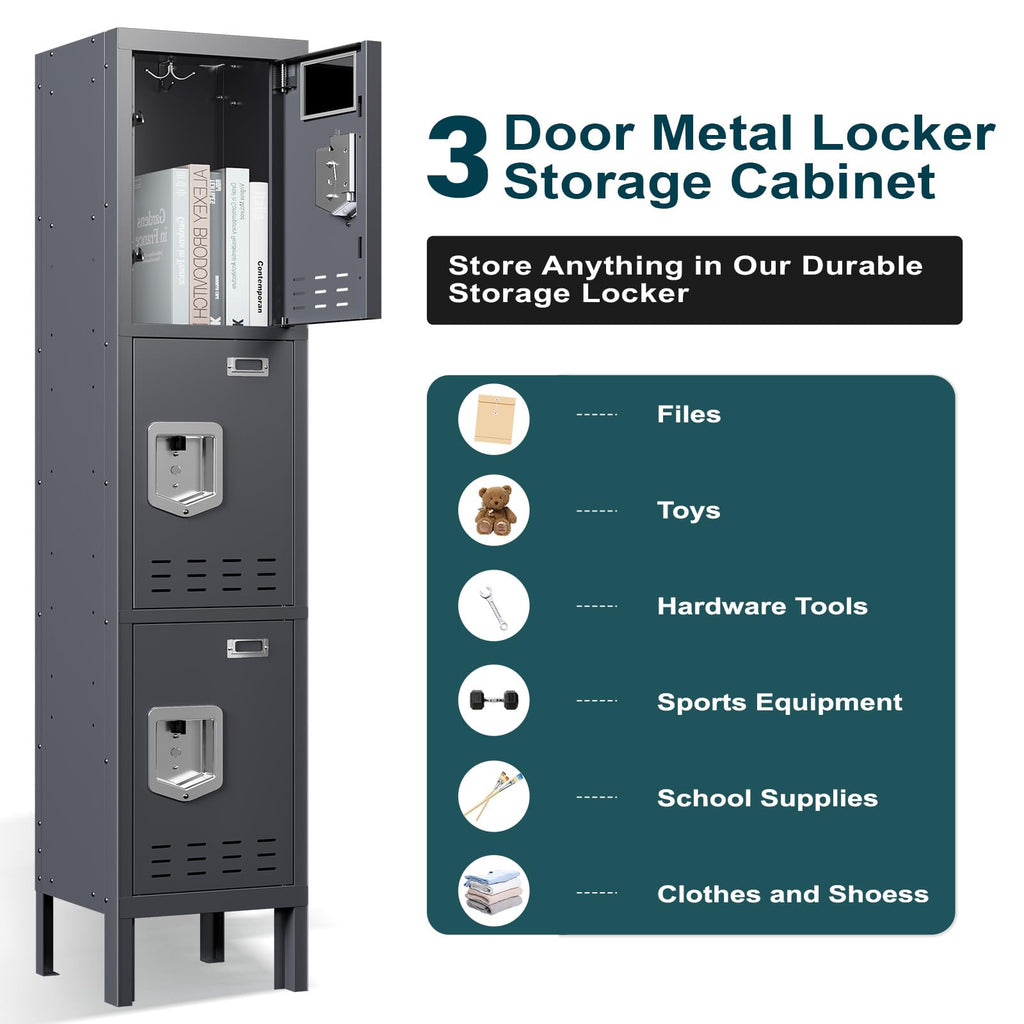 BUTISOW Metal Lockers - 66" Height Steel Lockers for Employees with 5 Door Storage Locker with Card Slot for Employees Gym School Home Office Garage - Assembly Required