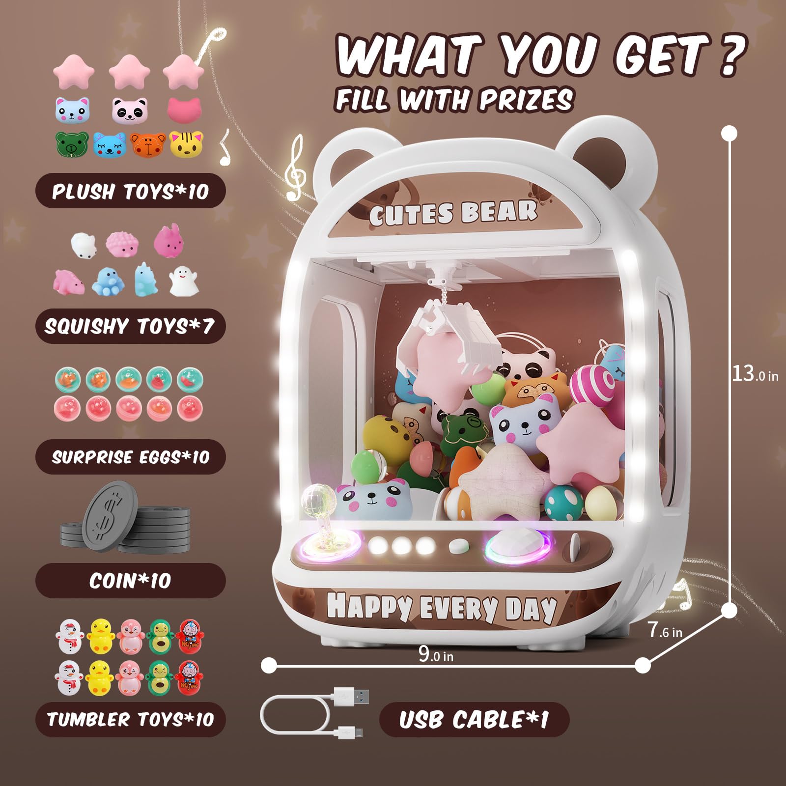 Skirfy Claws Machines for Kids,Unicorns Toys for Girls Age 6+,Mini Vending Machines with Squishyes Fidgets Toys,Candy Dispenser Machines,Claws Game, New Years Birthday Gifts