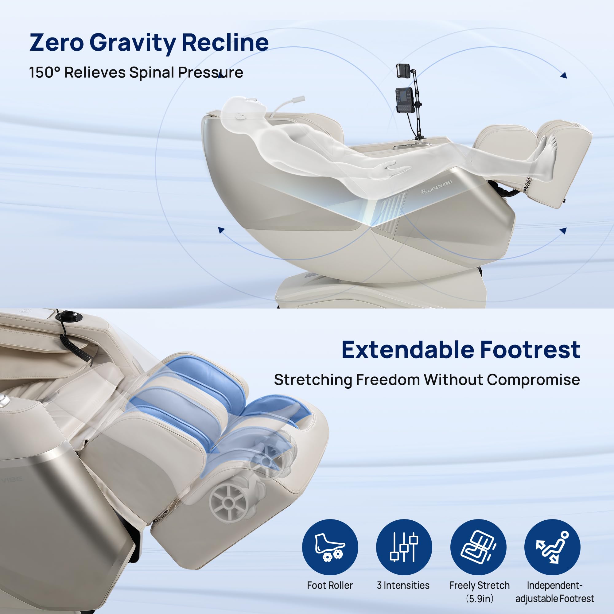 VAT Massage Chair Full Body VibroAcoustic Sonic Wave, SL-Track Zero Gravity Recliner with 25 Auto Modes, Smart Body Scan, Extendable Footrest, Reading Lamp, Black