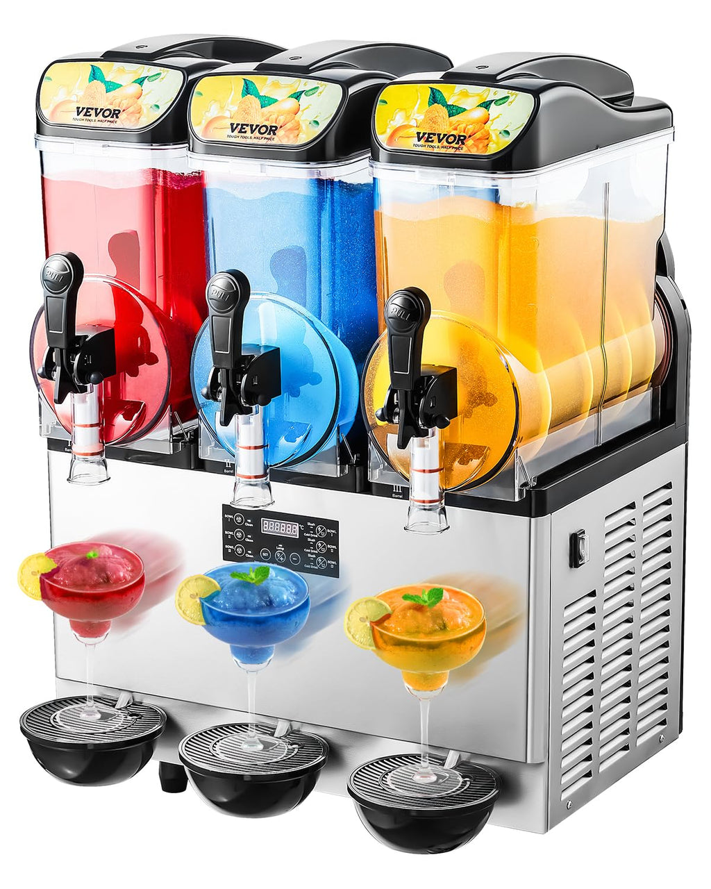VEVOR Slushie Machine, 15L Single Tank Commercial Margarita Machine, 60 Cups Stainless Steel Margarita Smoothie Frozen Drink Machine, Slushy Machine for Home Party Restaurants Cafe Bars