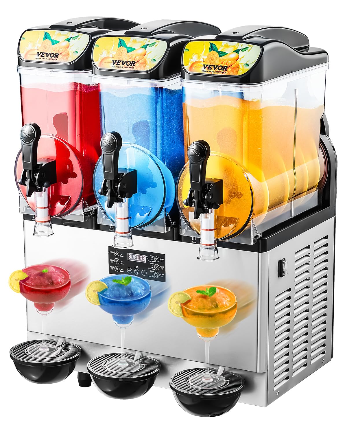VEVOR Slushie Machine, 15L Single Tank Commercial Margarita Machine, 60 Cups Stainless Steel Margarita Smoothie Frozen Drink Machine, Slushy Machine for Home Party Restaurants Cafe Bars