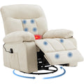 DUMOS Rocker Recliner Chair, Swivel Recliner with Vibration Massage & Lumbar Heating, 270° Rotating Chenille Fabric Recliner with footrest for Living Room & Bedroom, Grey