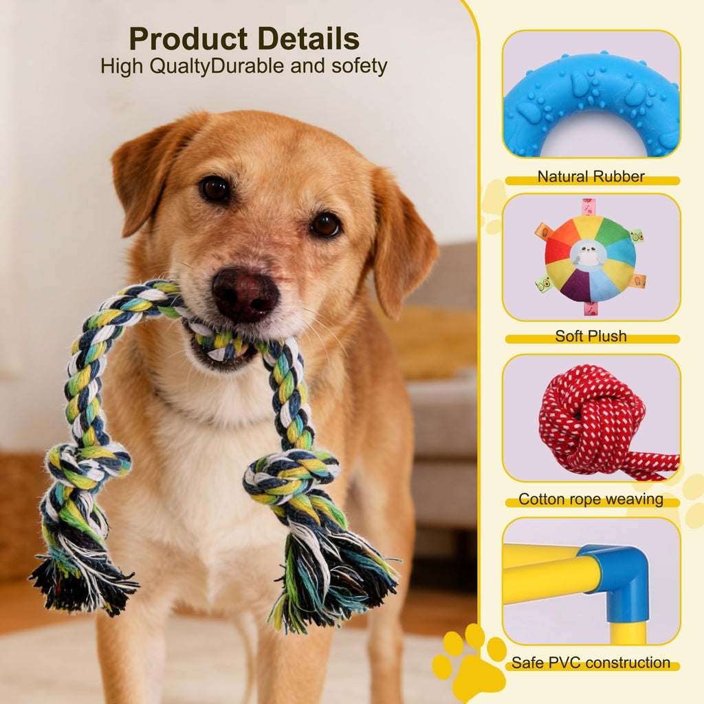 Puppy Jungle Gym with 8 Hanging Toys, Interactive Puppy Play Gym for Small Dogs, Indoor Teething Relief & Sensory Training Activity Center for Puppies 0-6 Months, No Tools Assembly