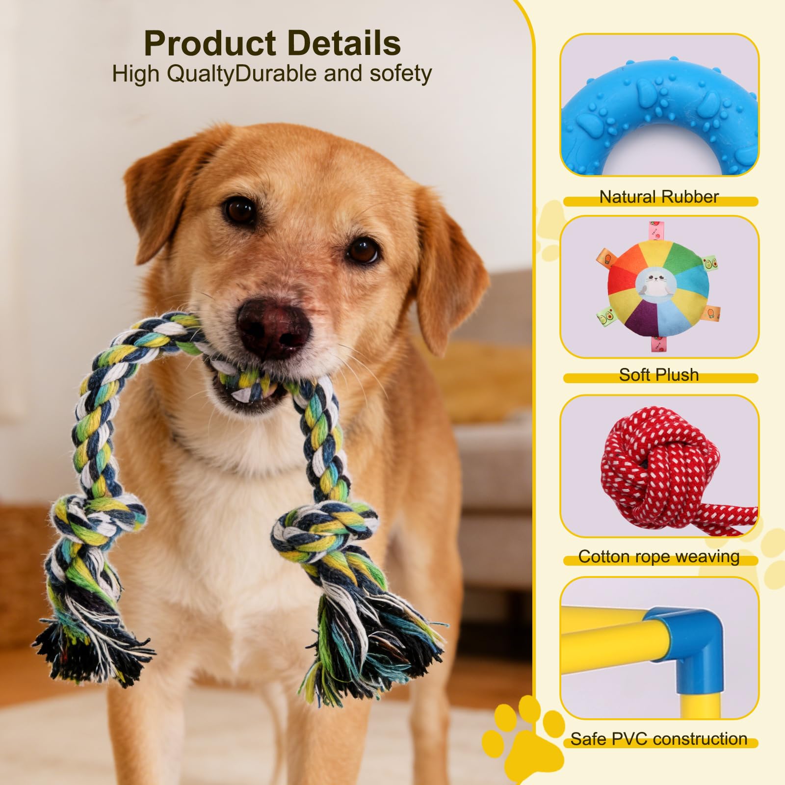 Puppy Jungle Gym with 8 Hanging Toys, Interactive Puppy Play Gym for Small Dogs, Indoor Teething Relief & Sensory Training Activity Center for Puppies 0-6 Months, No Tools Assembly