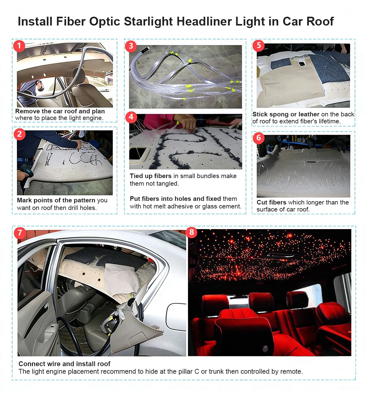 AKEPO Shooting Star+Twinkle Fiber Optic Lights Kit, Car Home Use Meteor APP Control Music Activated Star Ceiling Sky Light, RGBW Light Engine+Mixed Diameter Fibers 460pcs of 9.8ft/3m+Remote