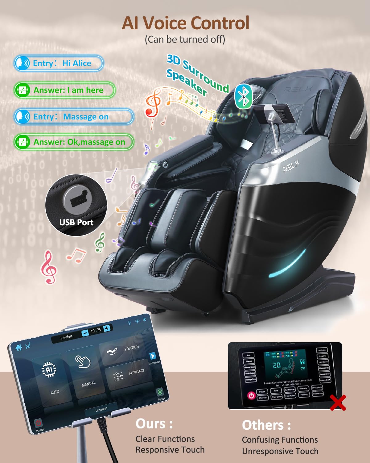 RELX 2026 Massage Chair Full Body, 20 Modes Zero Gravity SL-Track Shiatsu Massage Chair Built-in Heat System, Airbag Massage with Body Scan, Deep Yoga Stretch, Calfrest Extension and AI Control(White)