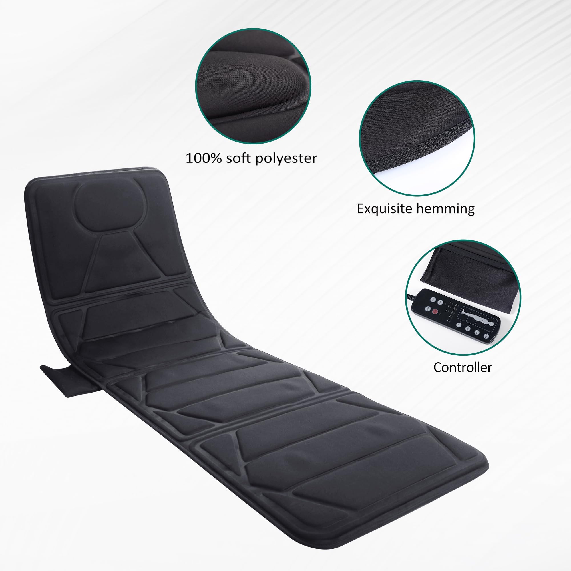 Snailax Fathers Day Dad Gift Massage Mat with Heat, Back Massage Pad for Bed, Chair, 10 Motors Vibrating Massage Mattress Pad with 2 Heating Pads for Back, Full Body Massager