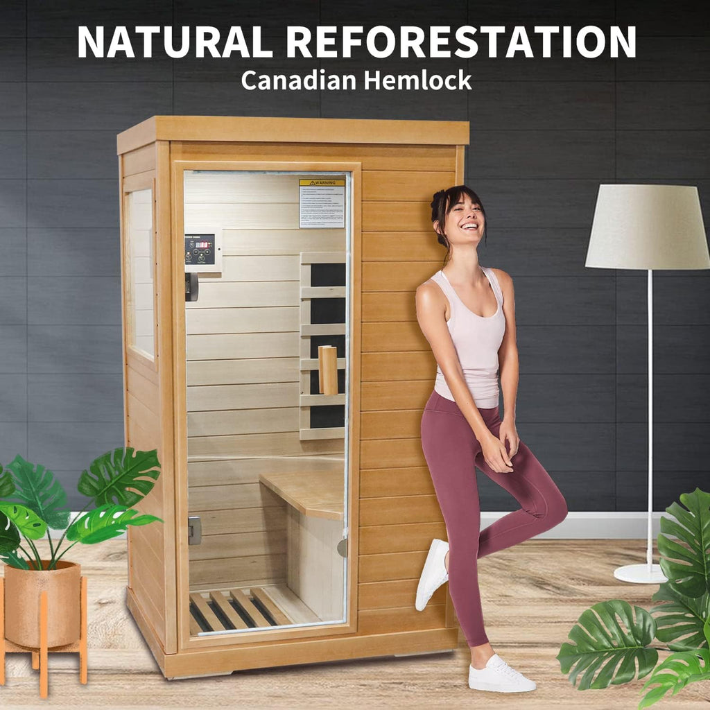 2 Person Infrared Sauna Far Infrared Sauna Room for Home Indoor 2000W Low-EMF Wood Dry Sauna with Full Starry Sky Lights Ceiling in 7 Color Speaker Fast Heating Easy Assembly- 47.3*41.3*74.8 IN