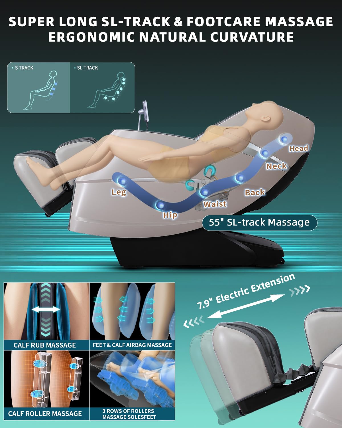 4D Full Body Massage Chair with Flexible 166° Track, Reading Light, 18 Massage Modes, 11 Techniques, 36 Airbags, Zero Gravity Recliner with Yoga Stretch and Foot Massage Beige