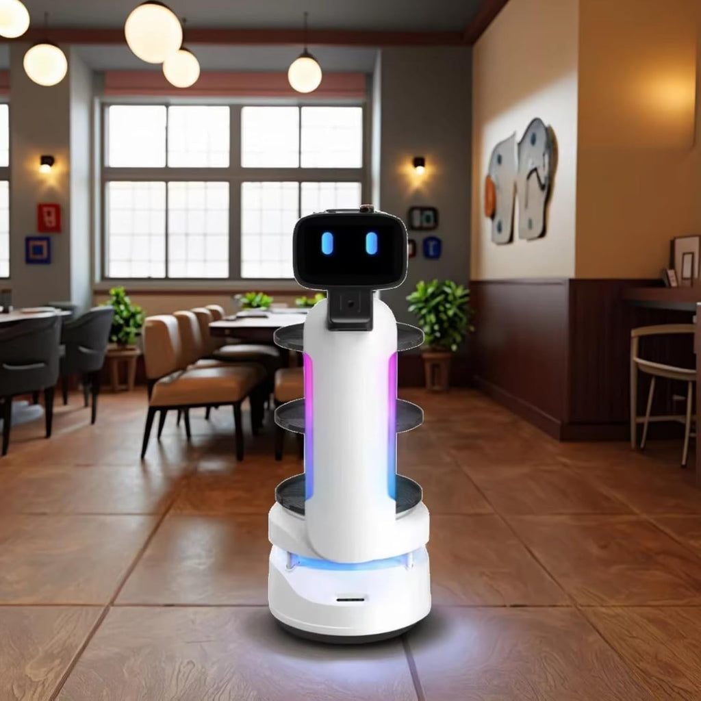 Smart Waiter Robot with 3D Full-View Obstacle Avoidance, Commercial Delivery Robot with Independent Scheduling, Quick Deployment for Restaurant KTV Hotel, Multi-Table Delivery & Recycle Function