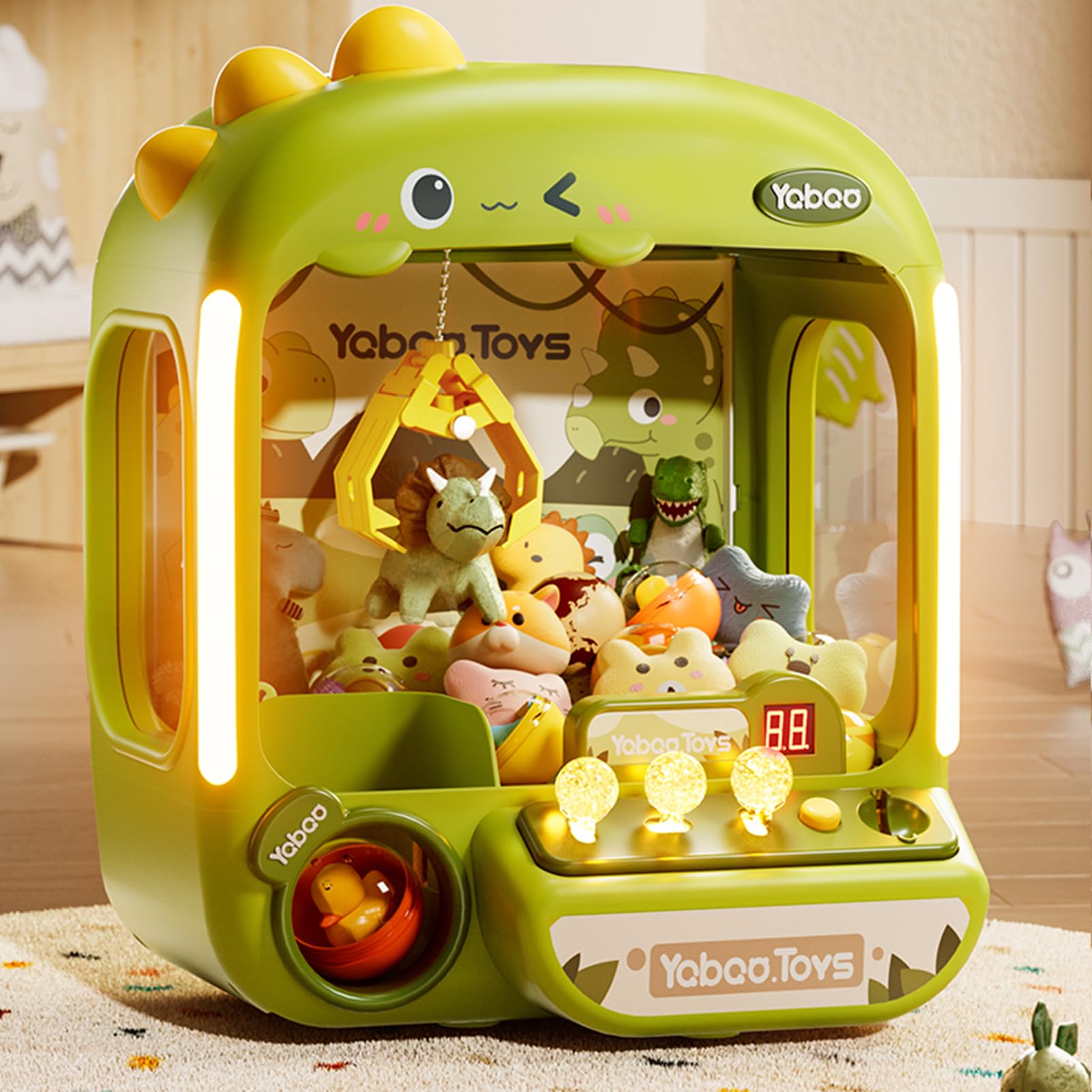 64 PCS Large Claw Machine for Kids Dinosaur,Vending Machine Toys for Boys 5 6 7 8 Year Old,Candy and Prize Electronic Dispenser Game Ages 5-7 6-8,Birthday Gift for 3 4 5 6 Year Old Boy Girl