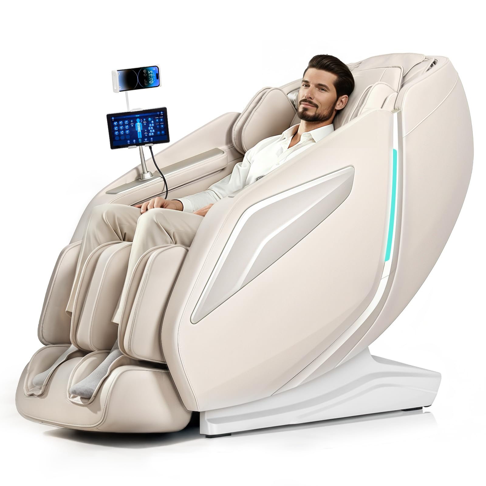 HealthRelife 4D Massage Chair Full Body Zero Gravity Recliner - 55“ SL-Track,15 Auto Modes,11 Massage Technique,40 Airbags Massage,with Yoga Stretch,APP Control,Shiatsu Foot Massage(Black)