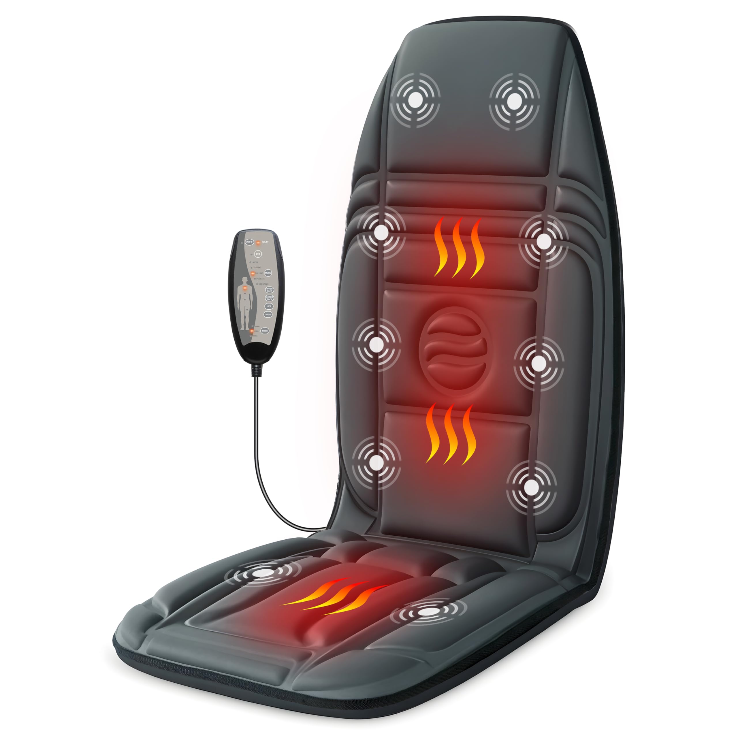 Heycool Fathers Day Dad Gifts, Back Massager with Heat, Targeted Vibration Massage Pad for Muscle Tension Relief, 10 Motors & 2 Heating Levels, Back Massage Chair Pad for Office Chairs