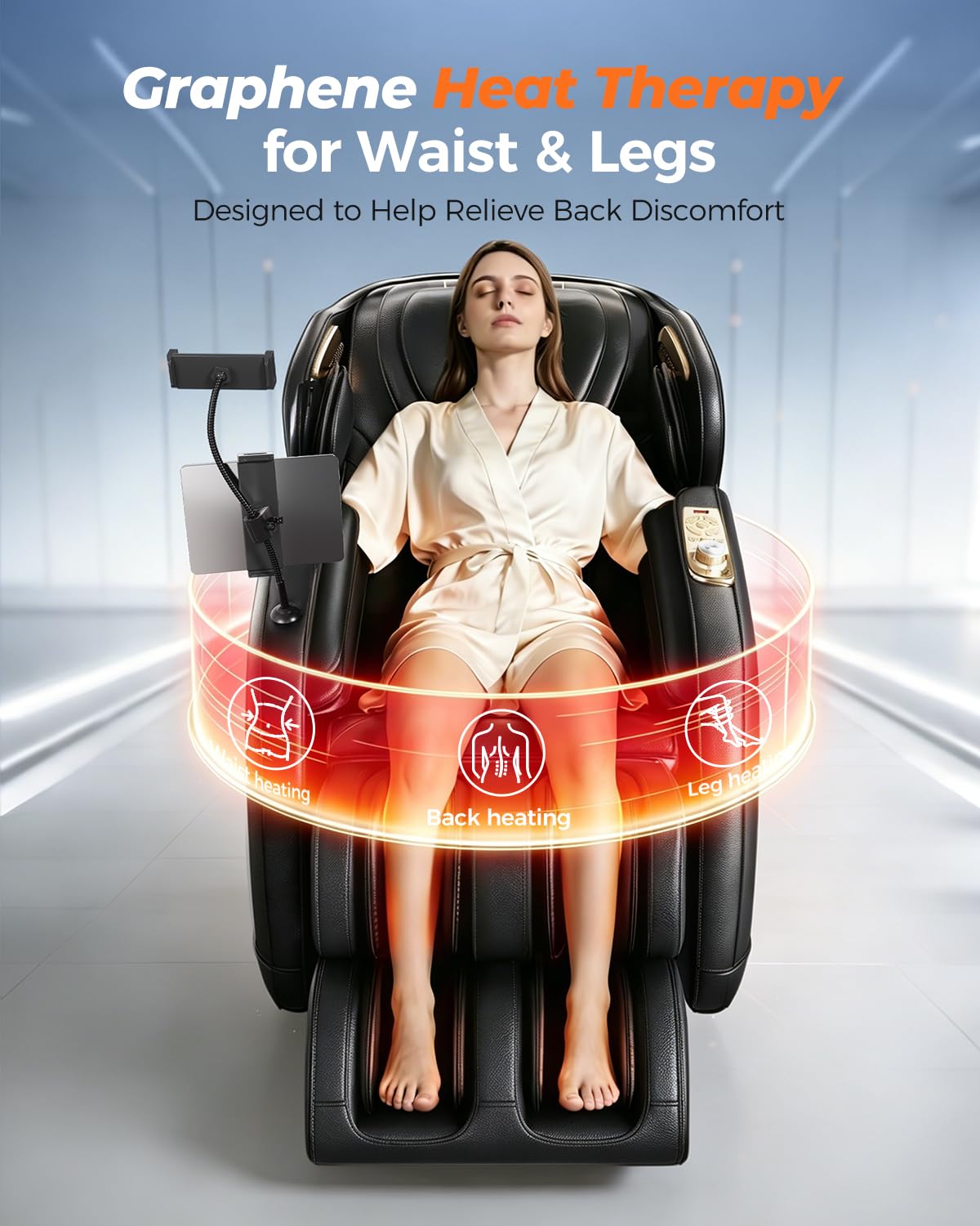 2026 4D Massage Chair Full Body, PU Leather Zero Gravity Heated Back Foot Hand Massage Recliner, AI Voice Control, Office and Living Room Furniture, Portable - Black