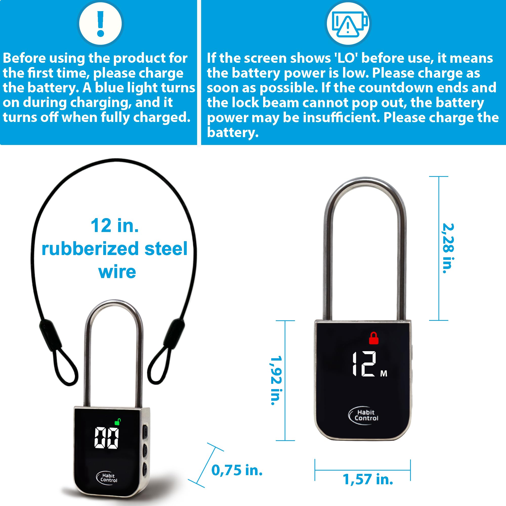 Metal Timer Lock - Smart Padlock for Kitchen Cabinets, Timed Out Keyless Pad Lock, Electronic Time Locking Lock for Cell Phones, Snack, Liquor, Game Consoles & Other Unwanted Temptations