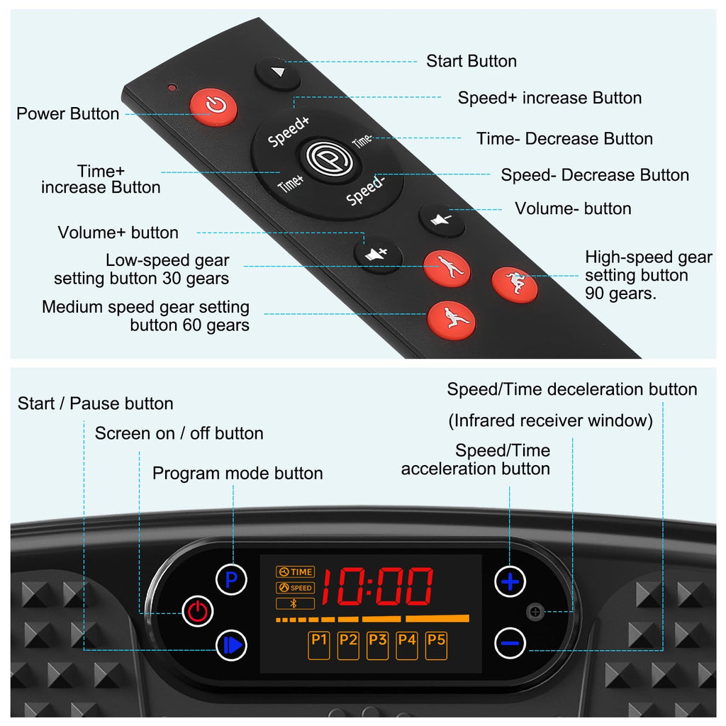 SoftGym Waver Vibration Plate Exercise Machine for Lymphatic Drainage Weight Loss,120 Speed Levels Vibrating Platform with Resistance Bands,Full-Body Workout Equipment for Muscle Toning