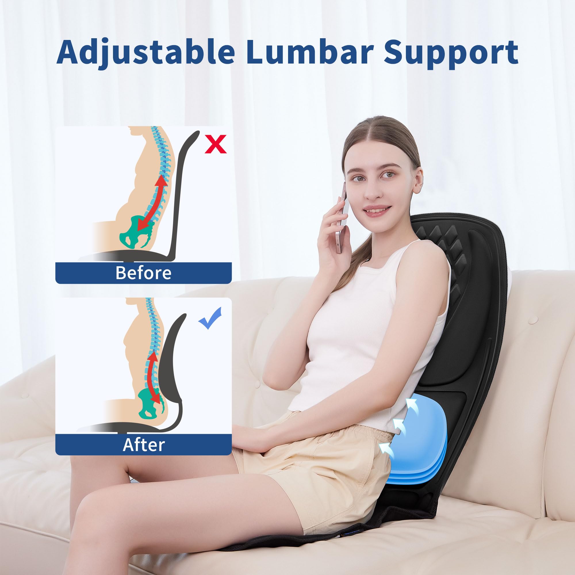 Back Massager for Chair,Massage Chair Pad Helps Relax Muscle and Relieve Pain, Using in The Office/At Home Seat Massager for Father's Day