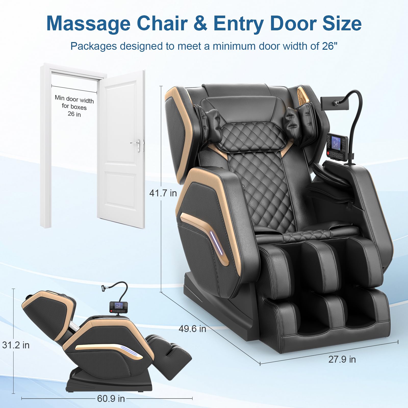 Massage Chair Full Body, Zero Gravity Massage Chair 2026 for Back Fatigue with 10 Fixed Rollers, Heating, Airbags, Phone Controller, Nightlights, Bluetooth Speaker for Living Room, Bedroom