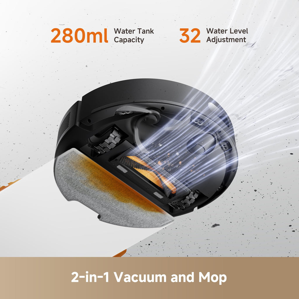 DREAME D20 Air Plus Robot Vac and Mop Combo with 20,000Pa Suction, Anti-Tangling Tech, Auto-Emptying Dock, Deep Carpet Cleaning and Smart Navigation White