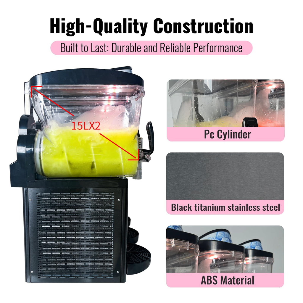 12 Gal Slushie Machine Commercial, 2 Modes 1200W 45L, Margarita Machine Slushie Maker, Stainless Steel for Home Restaurant Bar 115V 60Hz