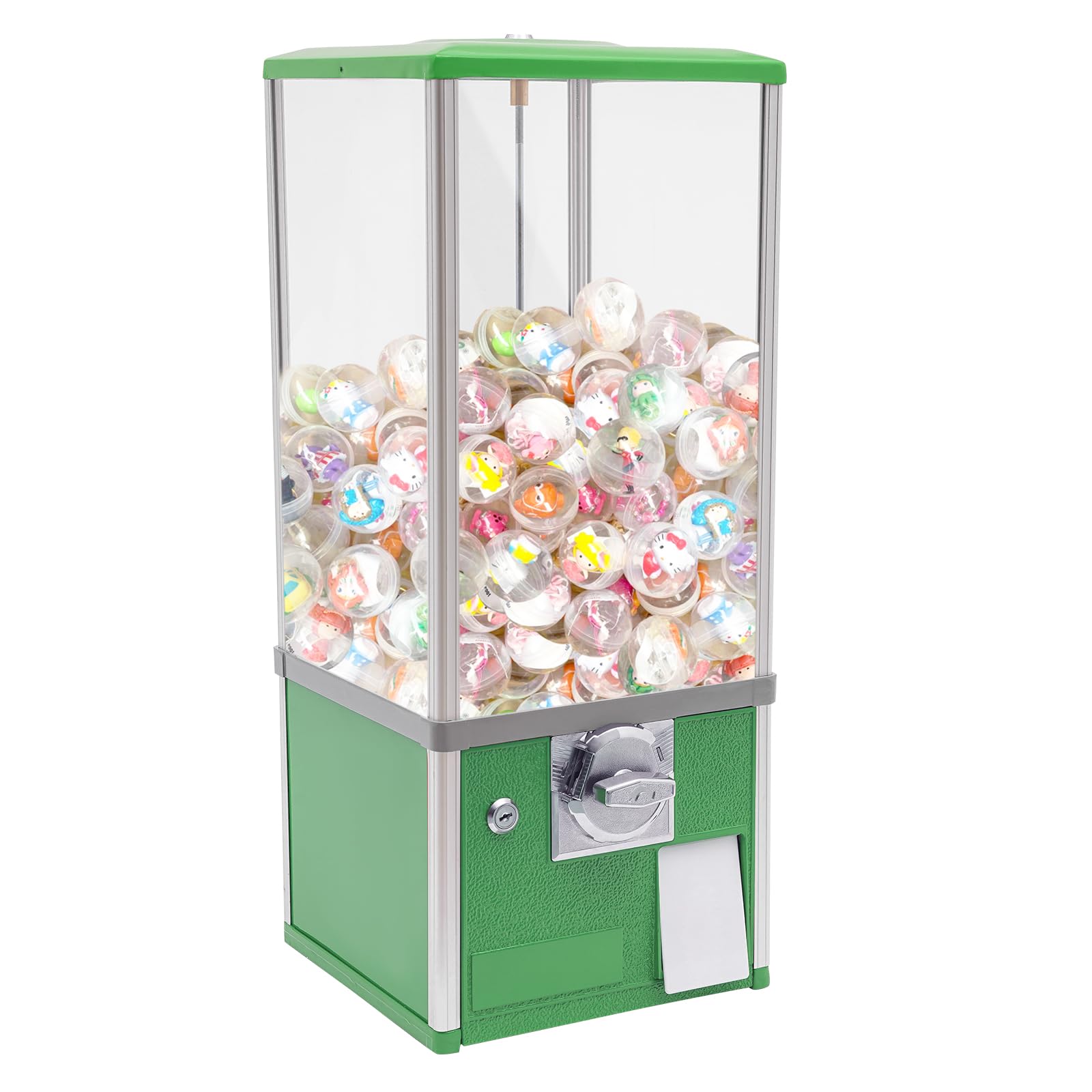 4X 25 Cents Coin Operated Vending Machine, 200pcs 1.77in Toy Capsule Vending Machine Commercial Twister Ball Dispenser 21in Height Rectangle Bubble Gum Machine for Retail Store, Supermarket