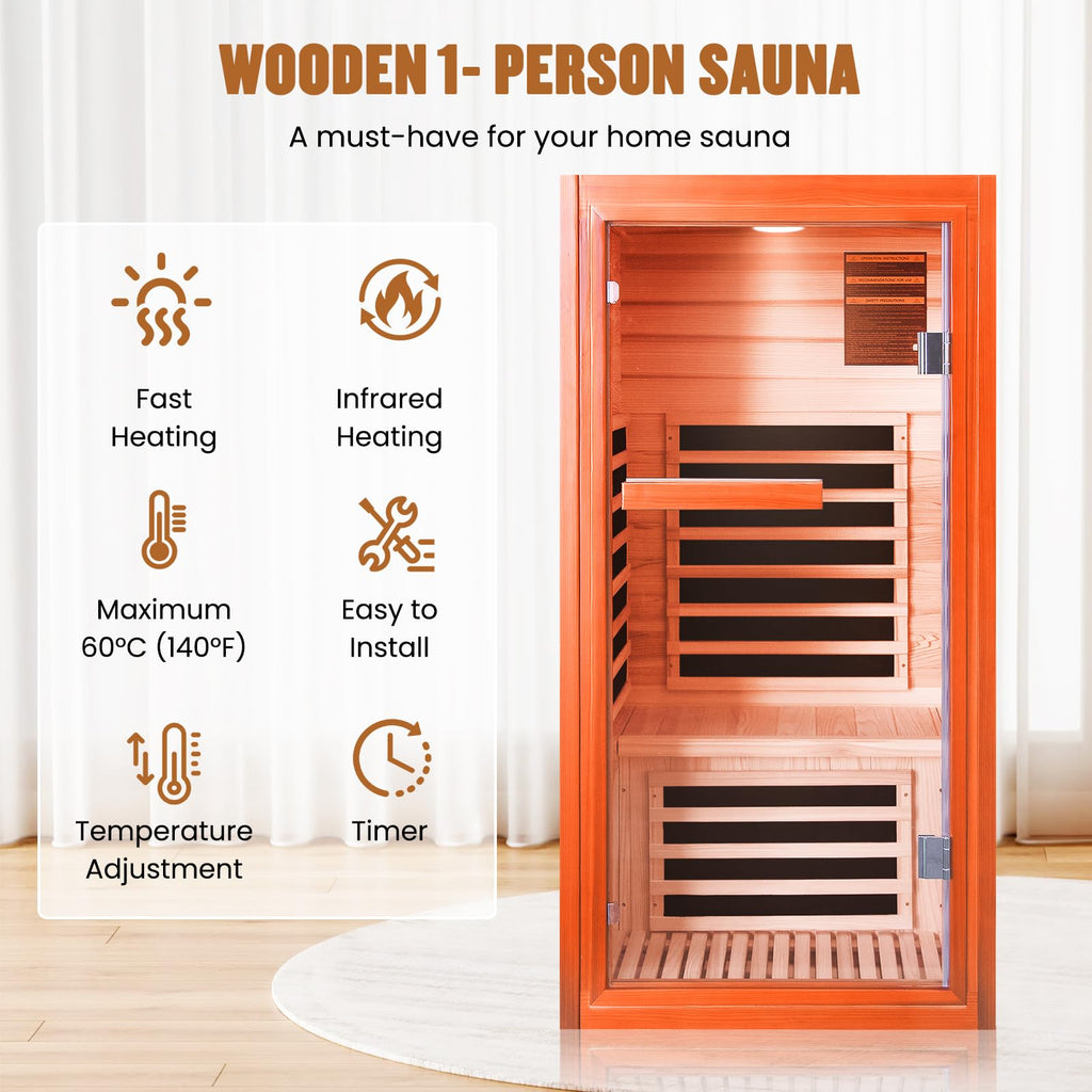 2 Person Infrared Sauna Far Infrared Sauna Room for Home Indoor 2000W Low-EMF Wood Dry Sauna with Full Starry Sky Lights Ceiling in 7 Color Speaker Fast Heating Easy Assembly- 47.3*41.3*74.8 IN