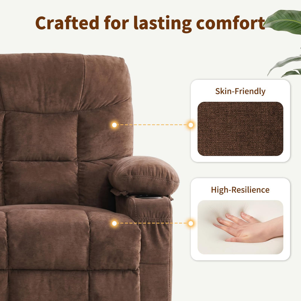 Power Lift Recliner Chair for Elderly with Massage and Heat, Comfortable Electric Power Reclining Chair with Side Pockets,2 Cup Holders and USB Charging Port for Living Room (Grey)