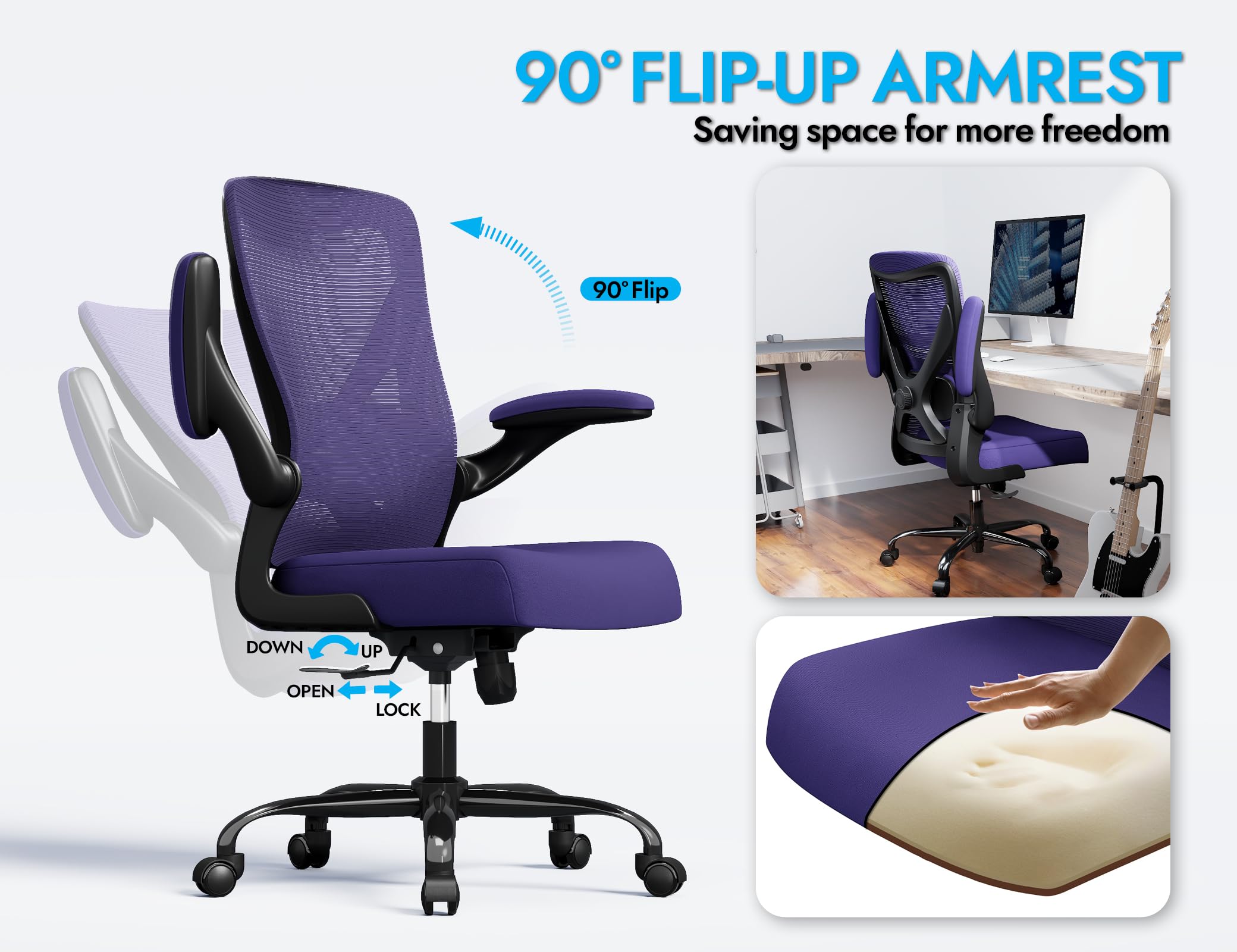 Ergalithic Ergonomic Office Chair - X-Shaped Computer Desk Chairs Comfy, Mesh High-Back Gaming Chair with Adjustable Lumbar Support, Executive Task Chair for Adults, Comfortable for Long Hours