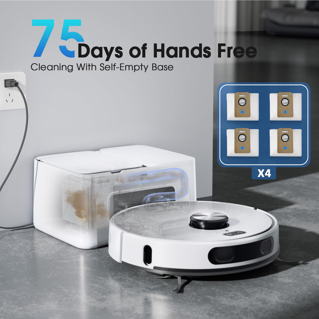 Robot Vacuum and Mop Combo, Mapping Robotic Vacuums Cleaner with 75 Days Self-Emptying, LiDAR Navigation Smart & Strong Suction, WiFi/App/Alexa/Voice Control, Quiet for Home Pet Hair Hard Floor Carpet