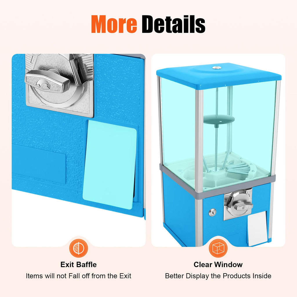 25 Cents Coin Operated Vending Machine, 1.77-1.97 Inch Spherical Capsule Candy Dispenser Store Bulk Vending Machine for Game Stores, Retail Stores, Gumball Bank (Yellow)