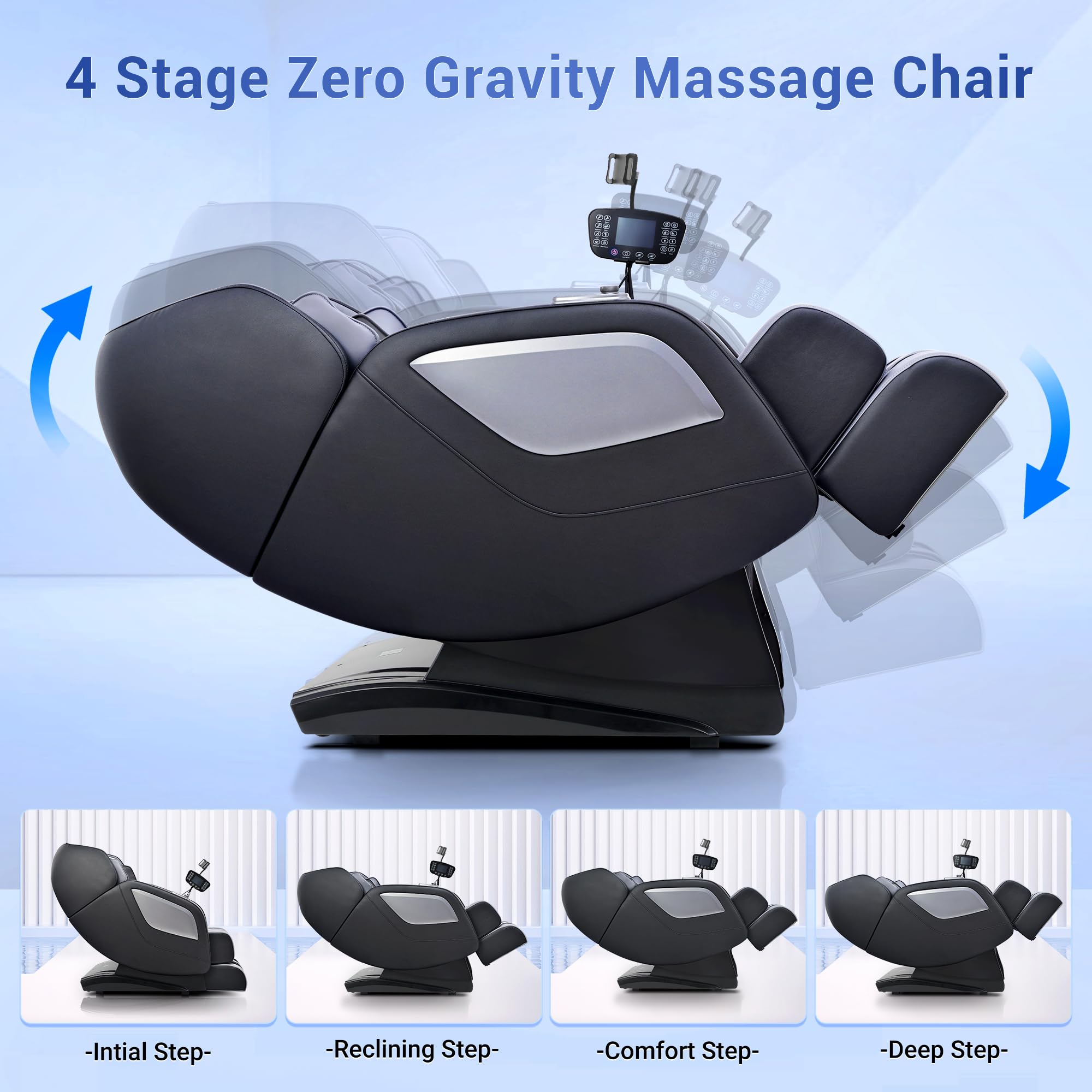 Mazzup Massage Chair Full Body with Heat, Full Body Zero Gravity Shiatsu Massage Chair, Kneading Recliner w/ 20 Auto Modes, Foot Massage, Bluetooth, USB Charging Port, Touch Screen Controller