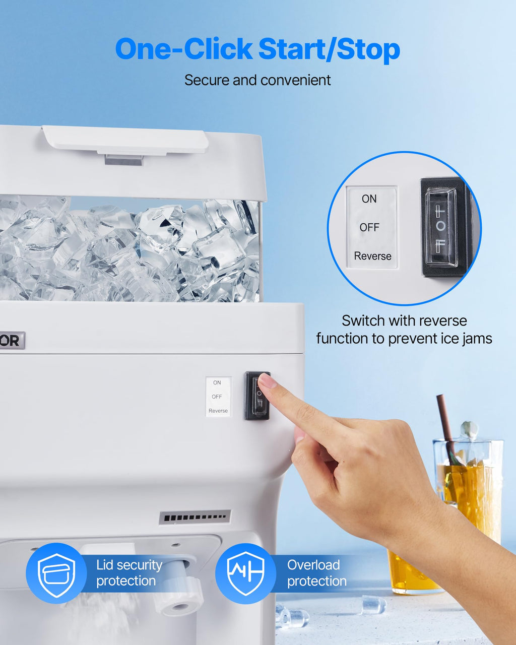 VEVOR Ice Shaver Machine Electric Snow Cone Machine, 265 LBS/H Shaved Ice Machine 250W Ice Crusher Triple Blades Tabletop Shaved Ice Maker with Adjustable Fineness for Home and Commercial Use