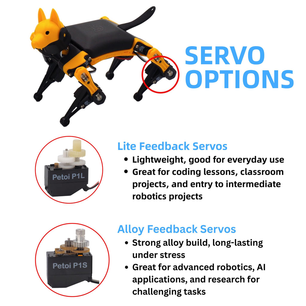Petoi Programmable Robot Dog Bittle X V2 Lite Servo | Coding Smart Robot Dog Kit, Voice Controlled, Quadruped Interactive Robot for Kids (Bittle X V2 - lite servos - Construction - Yellow + Black)