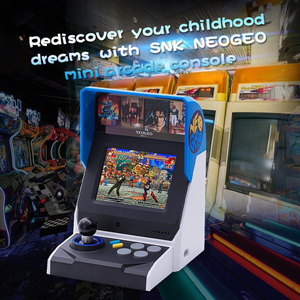 SNK 40th Anniversary NEOGEO MINI Arcade Console, 3.5" Screen with 40 Classic Games(KOF/Metal Slug Series), TV Output Compatible, Dual Controller Ports, Mini Arcade Collector's Edition Gift Set
